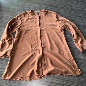 Eileen Fisher xs burnt orange/ brownish silk button up blouse